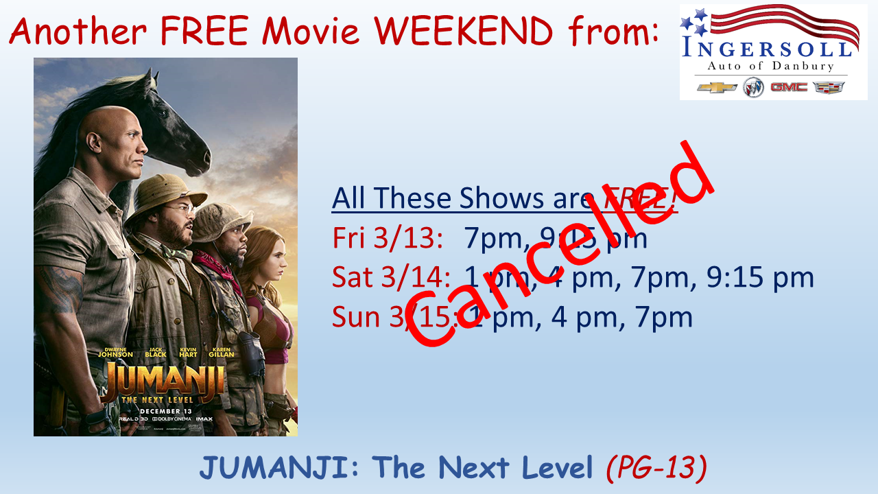 Cancelled Free Movie Weekend Jumanji The Next Level Pg 13 Edmond Town Hall